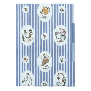 森山標子 A4クリアホルダー 3ポケット【リボンとうさぎ】