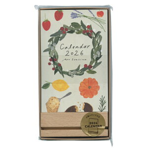 2026年 カレンダー 卓上 木製スタンド付き 【Chevalet】