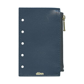 システム手帳アクセサリー ミニ5サイズ dunn ジッパー付きポーチ【ブルーブラック】国産本革