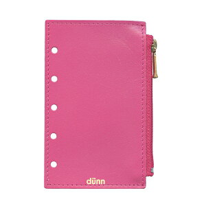 システム手帳アクセサリー ミニ5サイズ dunn ジッパー付きポーチ【マゼンタ】国産本革
