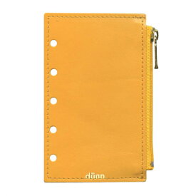 システム手帳アクセサリー ミニ5サイズ dunn ジッパー付きポーチ【イエロー】国産本革
