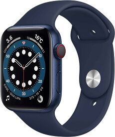 【未使用品】【メンテナンス品】 Apple Watch Series 6 44mm GPS+Cellularモデル ブルーアルミニウムケースとディープネイビースポーツバンド M09A3J/A バッテリーヘルス100%