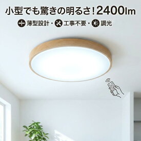 LEDシーリングライト 6畳 8畳 24W 2400lm 昼白色 調光10段階 リモコン付 常夜灯 おやすみタイマー メモリー機能 コンパクト 直径26cm 天井照明 寝室 子供部屋 リビング 玄関 廊下 ホワイト ブラック 木目調