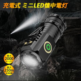 LED 懐中電灯 2000lm高輝度 超小型 軽量 強力LEDライト1500mAh 充電池 5つ照明モード ハンディライト COB作業ライト IPX3防水 高耐久 耐衝撃 ポケットクリップ付き マグネット付き 合金 軍用 type-c充電 防災緊急時 アウトドア 散歩 登山 地震 停電 災害グッズ