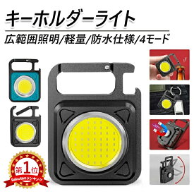 【楽天1位獲得】 COB LED ライト COB 作業灯 カラビナ LED投光ライト キーホルダー 懐中電灯 小型 COBライト LED投光器 800ルーメン 高輝度 マグネット USB充電式 4つ点灯モード IPX5防水 強力磁石付 栓抜き 夜間照明 緊急照明 防災 キャンプ アウトドア 夜道