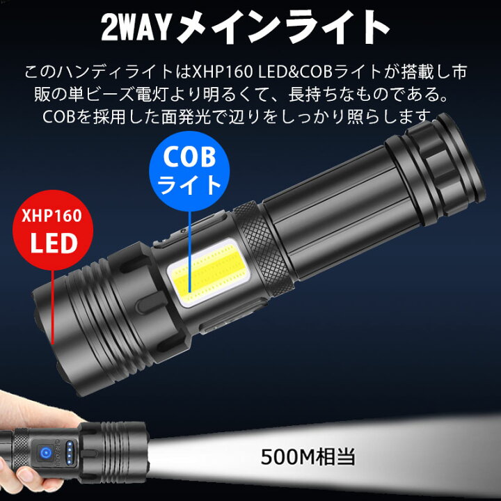 楽天市場】【最強配送＆超高輝度 XHP160LED】懐中電灯 強力 最強 