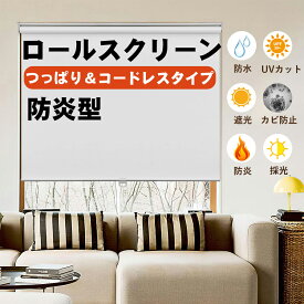 ＼★レビュー特典★マラソン期間！12％OFFクーポン／KeeGo ロールスクリーン つっぱり コードレス ロールカーテン 防炎 遮光 採光 オーダーメイド カーテンレール取付 UVカット 防水 断熱 幅30〜240cm/丈50〜300cm 間仕切り 和室 洋室 西日対策 防寒対策 小窓 目隠し
