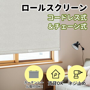 【レビュー特典有】\10%OFFクーポン3回まで/KeeGo ロールスクリーン ロールカーテン 遮光 1級 採光 防炎 チェーン式 コードレス式 小窓 カーテン ネジ止めタイプ 穴あけ不要可能 賃貸OK サイ