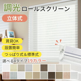 【マラソン先着25％OFFクーポンン＆P7倍】KEEGO 調光 ロールスクリーン 立体式 つっぱり ロールカーテン 1級遮光 ブラインドカーテン カーテンレール取り付け可能 北欧 サイズオーダー 穴あけ不要 賃貸OK 無地 UVカット 幅50～180cm丈～180cm リビング 間仕切り目隠し 採光