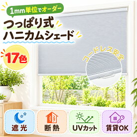 ＼新発売！26％OFFクーポン／【レビュー特典】KeeGo ハニカムシェード つっぱり コードレス 遮光 採光 断熱 UVカット 保温 省エネ 暑さ対策 寒さ対策 1mmオーダー 幅30.5-125cm 高さ180cm 賃貸OK リビング ベッドルーム 書斎 間仕切れ 目隠し 小窓