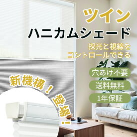 【マラソン期間★先着6名様！25％OFFクーポン＆P7倍！】KEEGO ツインハニカムシェード つっぱり コードレス 簡単設置 遮光 ハニカムスクリーン プリーツスクリーン 穴開け不要 ブラインド 賃貸 サイズオーダー 洋室 和室 省エネ 寒さ対策 採光 無地 UVカット 防水 遮熱 断熱