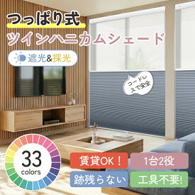 【新作登場！P7倍+26％OFFクーポン】KeeGo ツイン ハニカムシェード つっぱり コードレス 遮光 1級 突っ張り ハニカムスクリーン プリーツスクリーン 賃貸OK 1mmサイズオーダー 断熱スクリーン 取付簡単 採光和室 省エネ 寒さ対策 UVカット2年保証