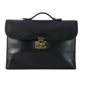 「中古」BOTTEGA VENETA ボッテガヴェネタ ビジネスバッグ ブリーフケース ハンドバッグ レザー ブラック ゴールド 金具 メンズ 紳士