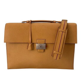 「中古」BALLY バリー 鞄 ショルダーバッグ 黄 マスタード ビジネスバッグ ブリーフケース 2way 斜め掛け レザー メンズ