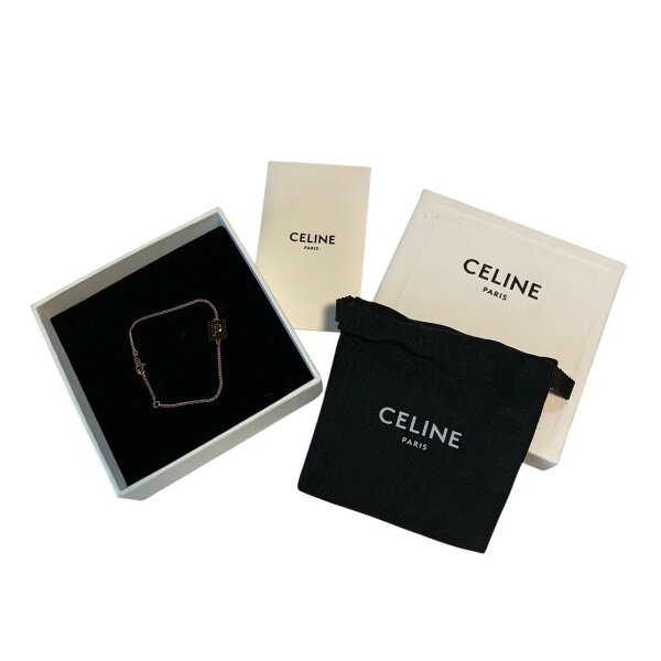 「中古」CELINE セリーヌ ブレスレット アクセサリー ジュエリー アルファベット P 46B0 6BRA チェーン ゴールド メタル ブランド小物 ハイブランド レディース