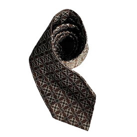 ［中古］FENDI フェンディ ネクタイ ブランド 小物 スーツ ファッション ブラウン 茶 ホワイト 白 シルク イタリア製 花柄 Fマーク 総柄 かっこいい おしゃれ 紳士 メンズ