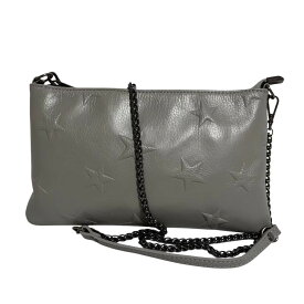［中古］LAURA DI MAGGIO ローラディマッジオ ショルダーバッグ グレー チェーンバッグ ブランド バッグ 鞄 肩掛け 斜め掛け スター型押 レザー レディース