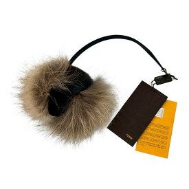 ［中古］FENDI フェンディ 7AR362 チャーム キーホルダー バッグチャーム アクセサリー 小物 ファー レザー ブルー グレー系　レディースファッション　ファッション小物　キーホルダー　キーリング