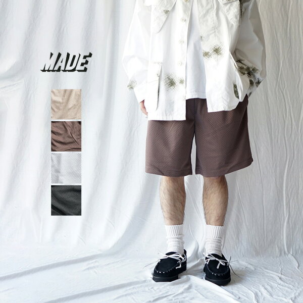 【70%OFFセール】MADE メイド ショートパンツ ショーツ 短パン メッシュ生地 涼しい メンズ 裏地付き ポケット付き イージーパンツ イージーショーツ メッシュ Made Blanks メイドブランクス PLACTICE MESH SHORTS プラクティスメッシュショーツ 1185C