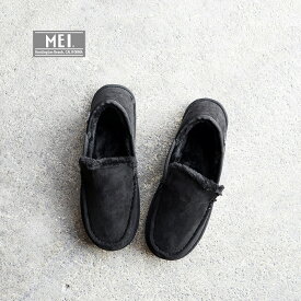 【40%OFFセール】サンダル ボアサンダル 冬 モックシューズ メンズ メイ スリッポン 外履き 保温 冬用 外用 スリッパ つっかけ ダウンサンダル ボア MEI SLIPON -BLACK