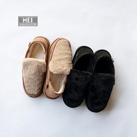 【20%OFFセール】MEI メイ 冬用 サンダル FUR SLIPON ファースリッポン MEI-SHL-243013 ファーシューズ レディース 女性 外履き 暖かい スリッポン 外用 つっかけ キャメル ブラック Mサイズ Lサイズ サンダル 2way フリース ドローコード 23.5cm 24cm 24.5cm 25cm