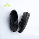 【30%OFFセール】BASTIEN バスティアン モカシン ブラック 黒 クレープソール 鹿革 ディアスキン 本革 レザー 革靴 モ…