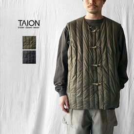 【30%OFFセール】TAION タイオン ダウン ベスト JAPAN SPECIAL CHINA BUTTON DOWN VEST ジャパンスペシャル チャイナボタン ダウンベスト TAION-V01JS インナーダウン リバーシブル カジュアル ダークオリーブ ブラック Mサイズ Lサイズ XLサイズ 2XL ブランド 2way