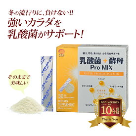 ビタミンD 乳酸菌 ラクトフェリン 乳酸菌＋酵母 ProMIX（30包入/1ヶ月分）| ケフィア 酪酸菌 サプリメント ビフィズス菌 健康食品 食物繊維 サプリ 菌活 腸活 プロバイオティクス プレバイオティクス
