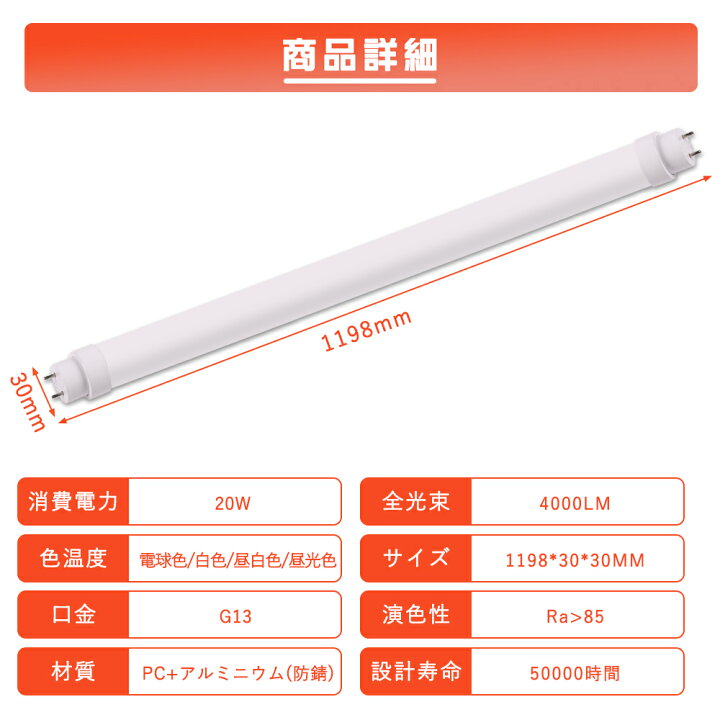楽天市場】20本セット LED蛍光灯 直管LEDライト 交換用 直管蛍光灯 LED 