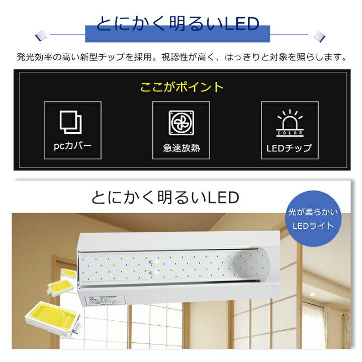 楽天市場】LEDベースライト 直付一体型 LED照明器具 逆富士型LEDライト 