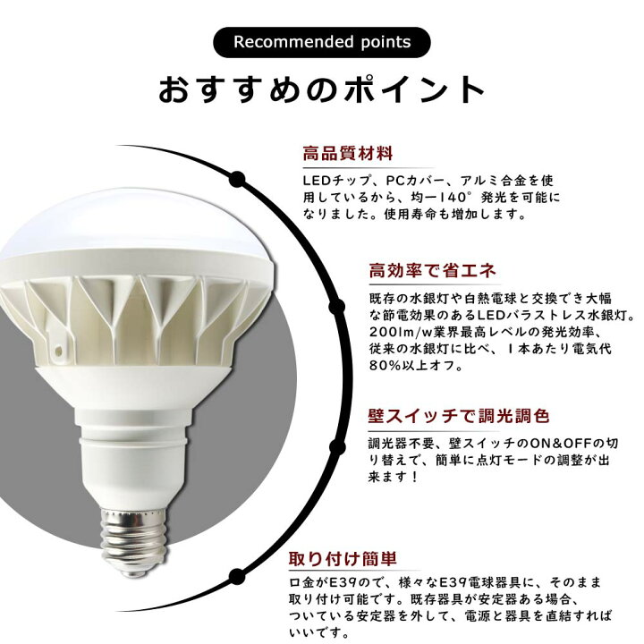 楽天市場】バラストレス水銀灯 調光調色 ledビーム電球 LED par56 