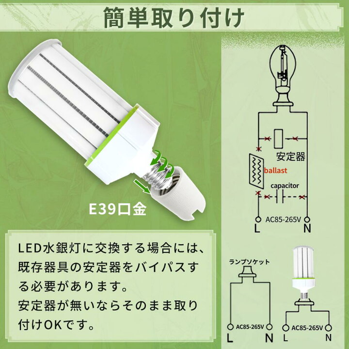 楽天市場】[2026新型]LED水銀ランプ HF400X水銀灯代替水銀灯交換用 LED 