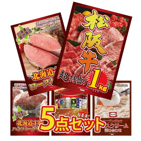 【ポイント10倍★9日から】景品 パネル 目録 5点セット 松阪牛 1kg 十勝 ローストビーフ 北海道 十勝 ハンバーグ 全国 地ビール 詰め合わせ ハーゲンダッツ アイス ビンゴ 結婚式 二次会 披露宴 会社イベント ゴルフコンペ 忘年会 抽選会