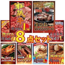 景品 パネル 目録 8点セット 松阪牛 1kg 牛ヒレ サイコロステーキ 1kg 生ハム 1kg 黒毛和牛 1kg 紅ズワイガニ 1kg ビンゴ 結婚式 二次会 披露宴 会社イベント ゴルフコンペ 忘年会 抽選会