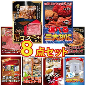 【ポイント10倍★9日から】景品 パネル 目録 8点セット 松阪牛 肩ロース モモ 選べる 蟹 国産牛 サーロインステーキ 北海道するめ 電気ケトル ビンゴ 結婚式 二次会 披露宴 会社イベント ゴルフコンペ 忘年会 抽選会