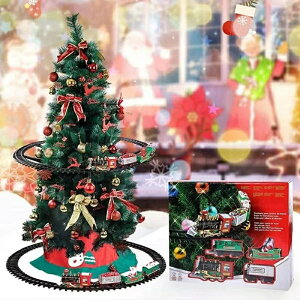 クリスマストレイン電気玩具クリスマスツリーデコレーショントレイントラックフレーム鉄道車両サウンド ライトレールカークリスマスギフト クリスマスツリー 装飾 トレイン 汽車 動く レ