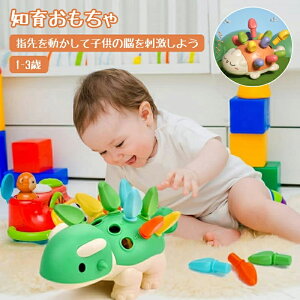 恐竜 指先 おもちゃ ハリネズミ 知育玩具 指先ラーニング 型はめパズル 積み木 数 色 学ぶ 1歳 2歳 3歳 男の子 女の子 カラフル 室内 遊び 玩具 収納ケース一体型 小学生 幼児 子供 孫 知育おも