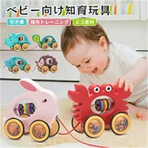 プルトイ ベビー向けおもちゃ モンテッソーリ 知育おもちゃ 引っ張る車 可愛い うさぎ ハリネズミ 恐竜 亀 蟹 引き車 手押し車 玩具 知育玩具 色認識 指先訓練 歩行練習 バランス感 赤ちゃん