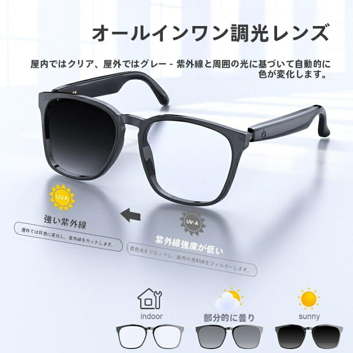 楽天市場】スマートグラス Bluetooth5.3 変色調光サングラス 