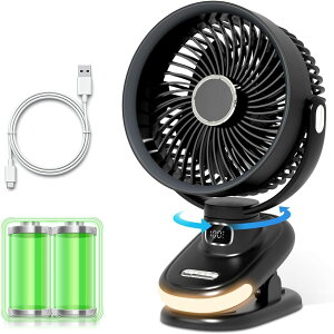 【2025革新 & 3D首振り】 クリップ扇風機 卓上扇風機 USB充電式 大風量 強力 LEDライト付き/マイナスイオン空気清浄/タイマー機能 携帯 usbファン 車用 コンパクト ミニ 6000mAh大容量バッテリ