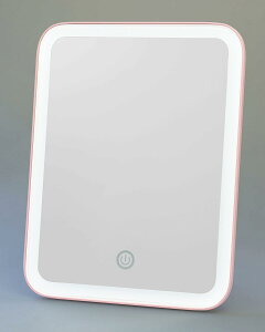 【10月1日~31日まで エントリーでポイント最大10倍】ヤマムラ LEDライトメイクアップミラー ピンク 鏡 化粧鏡 メイクミラー スタンドミラー ライト付 タッチセンサー 2way給電 電池式 充電式