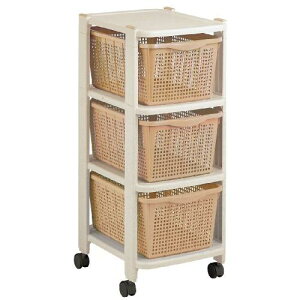 【10月1日~31日まで エントリーでポイント最大10倍】不動技研 ニュークローゼットラック3D BE キャスター付き 引き出しバスケット 3段棚付 ベージュ