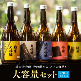 【年間ランキング1位：日本酒/焼酎】 受賞蔵 プレゼント ギフト お酒 日本酒 飲み比べ 飲み比べセット 家飲み あす楽 送料無料 贈り物 純米大吟醸 大吟醸 純米吟醸 大容量セット 720ml×5本