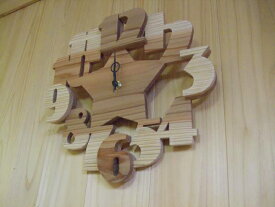 数字の掛け時計 星2/杉　掛け時計/電波時計/CLOCK/木の掛け時計/星の掛け時計 /木工※送料無料※【smtb-KD】