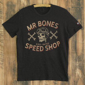ジョンソンモータース Tシャツ メンズ ブラック Johnson Motors Mr. Bones XXX