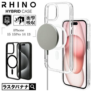 iPhone15 15 Pro 14 13 �P�[�X �J�o�[ �n�C�u���b�h RHINO ���C�m MagSafe�Ή� �ϏՌ��z�� MIL�K�i ���� ��� �N���A ���� �\�ʍd�x5H TPU�o���p�[�P�[�X �X�g���b�v�z�[�� ���C�����X�[�d�Ή� �A�C�t�H��