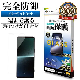 Xperia1 V SO-51D SOG10 XQ-DQ44 ガラスフィルム 全面保護 ブルーライトカット 高光沢 高透明 クリア ホコリ防止 0.33mm 硬度10H 簡単貼り付け エクスペリア1 マーク5 保護フィルム GE3837XP15 ラスタバナナ