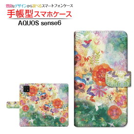 AQUOS sense6s [SHG07] アクオス センスシックスエス 対応 手帳型 スマホケース カメラ穴対応 春の歌 F:chocalo SHARP シャープ 定形・定形外郵便送料無料 イラスト 池田 優 春 花 音符 蝶々 [ メンズ レディース おしゃれ かわいい ]