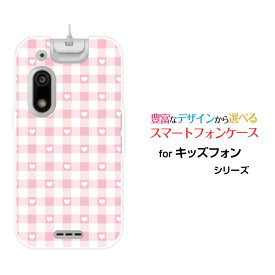 スマホケース キッズフォン3 きっずふぉん3[A201ZT]SoftBankギンガムハート ピンク[ デザイン 雑貨 かわいい ]