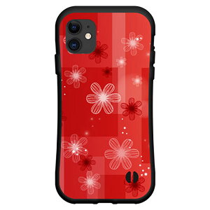 液晶保護フィルム付 iPhone 12 Pro Maxアイフォン トゥエルブ プロ マックスdocomo au SoftBank落としても割れにくい驚きの衝撃吸収力豊富なオリジナルデザイン耐衝撃 ハイブリッドケース花模様(赤